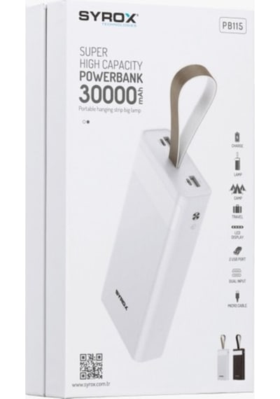 Syrox 30000 Mah Powerbank Led Işıklı Yüksek Kapasite
