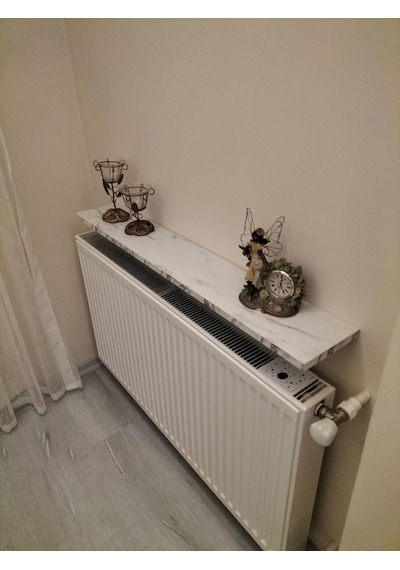 150 Cm Petek Raf Beyaz Mermer