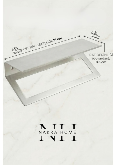 Raflı Havlu Askılığı Paslanmaz Çelik Yapışkanlı Vidalı Banyo Raflı Havluluk Inox
