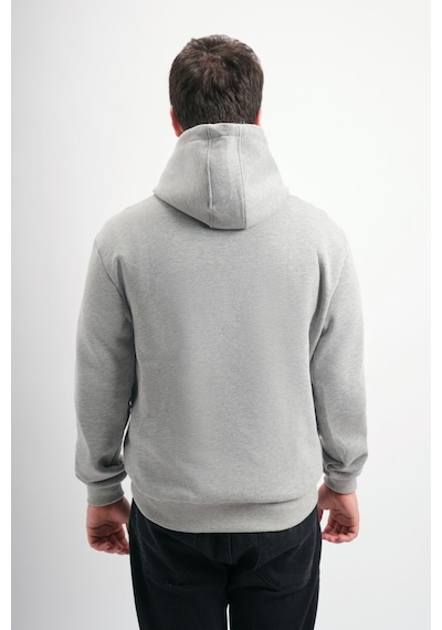 We&me Oversize Geniş Kalıp Baskılı Kapüşonlu Erkek Sweatshirt Gri