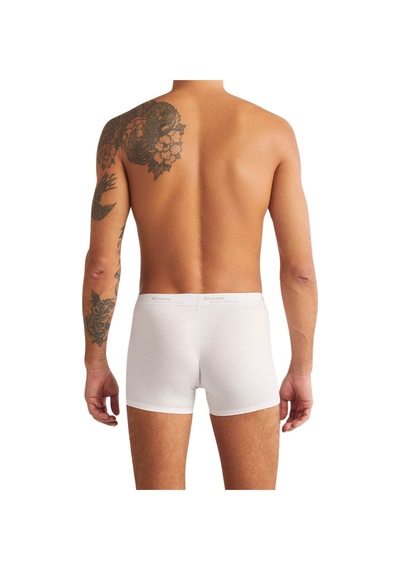 Kom Erkek Pamuklu Modal Lastikli Bel Dar Paça 2'li Boxer Beyaz