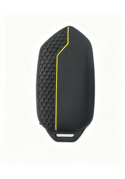 Autohan Keys Togg T10x T10f Akıllı Anahtar Kılıfı, 3 Tuşlu, Petek Desenli Sarı Çizgili