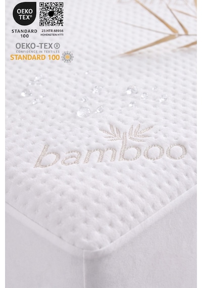 Bambu Kumaş Premium Sıvı Geçirmez Fitted Alez Doğal Bambu Lüks Yatak Koruyucu Sessiz Alez Beyaz