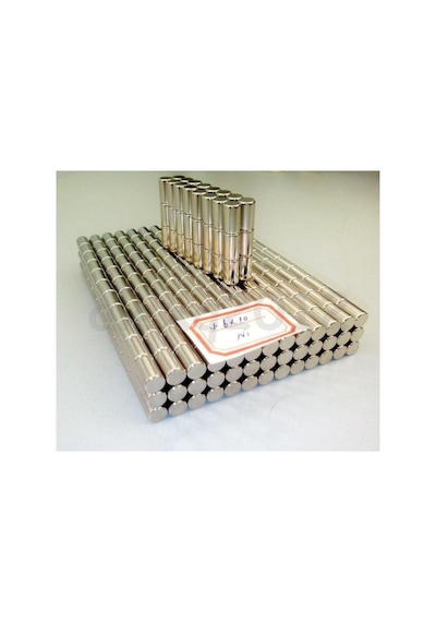 10 Adet 6x10 Mm Silindir Neodyum Mıknatıs N35 Güçlü Magnet Çap 6mm X Kalınlık 10mm Yuvarlak Mıknatıs