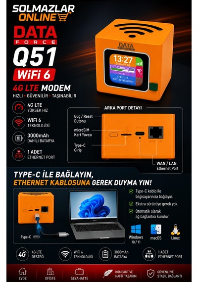 Data Force Q51 Wifi 6 4g Lte Taşınabilir Modem