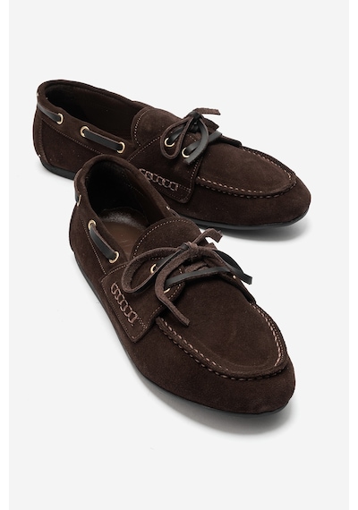 Luvi Shoes Osney Kahverengi Süet Hakiki Deri Bağcıklı Kadın Loafer Ayakkabı
