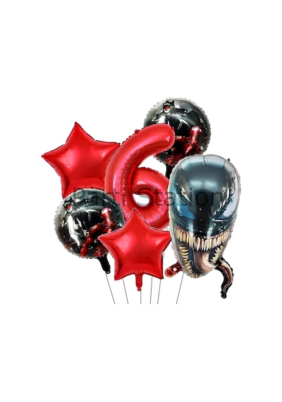 Zehirli Öfke Venom 4 Yaş Doğum Günü Balon Set Venom Kırmızı Konsept Doğum Günü Parti Balon Set 6