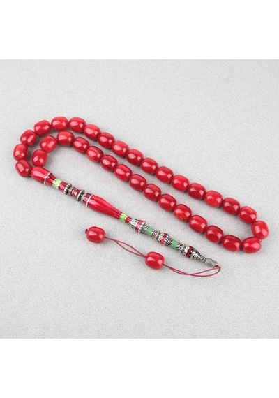 Sıkma Kehribar Özel Gümüş Nakış İmame Kapsül Kesim 15x17,5mm Tesbih