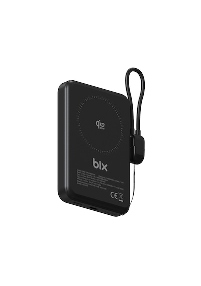 Bix Pb121 Qi2.2 Sertifikalı 25w Kablosuz Magsafe 10000mah Ultra Korumalı Powerbank Dahili Usb-c Kablolu Siyah