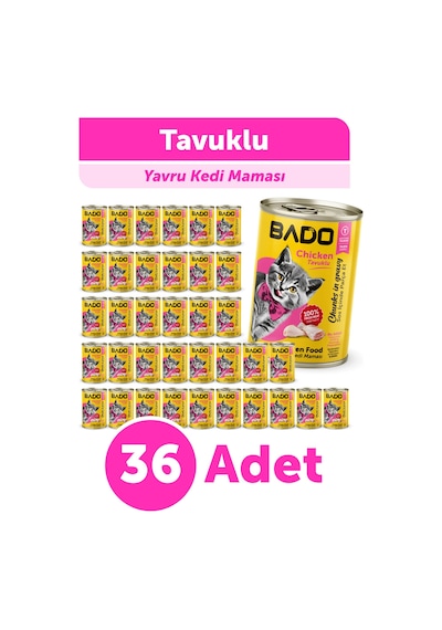 Bado Yavru Kedi Yaş Maması Tavuk Etli 400gr 36lı