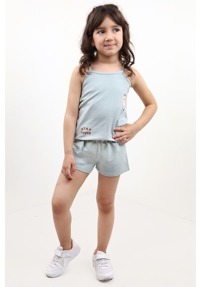 Toontoy Kids Toontoy Kız Bebek 2'li Takım Baskılı Kare Yaka T-shirt & Beli Lastikli Şort - Garni Detaylı Gri Toontoy Kids Toontoy Kız Bebek 2'li Takım Baskılı Kare Yaka T-shirt & Beli Lastikli Şort - Garni Detaylı Gri