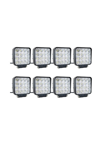Off Road Sis Farı Sis Lambası 16 Led Kare 8'Li Paket Su Geçirmez