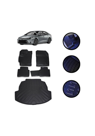Toyota Corolla Uyumlu 2019-2022 Arası 4D Havuzlu Oto Paspas Ve Bagaj Set