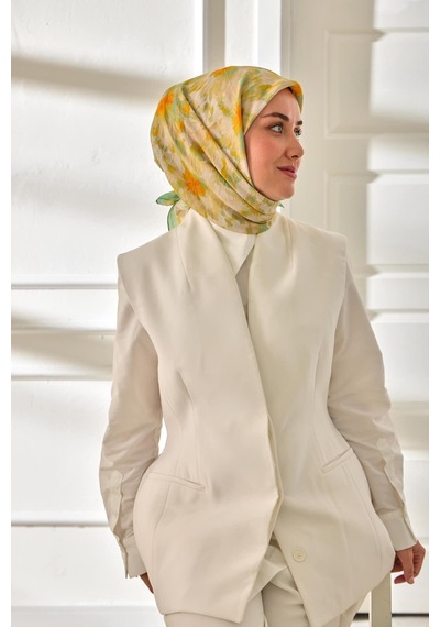 Silk Home Velora Eşarp 161001-30 Su Yeşili, Turuncu, Sarı, Yeşil