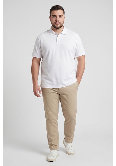 Tommy Life Beyaz Polo Yaka Büyük Beden Battal Erkek T-shirt - 88511