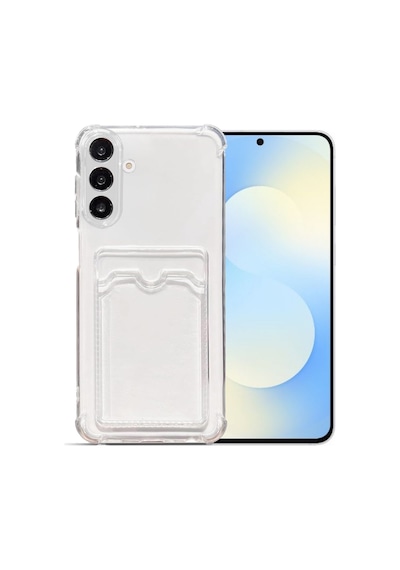 Samsung Galaxy Uyumlu S25 Fe 5g Kapak Kamera Korumalı Kartlıklı Darbe Emici Özellikli Şeffaf Silikon Kılıf