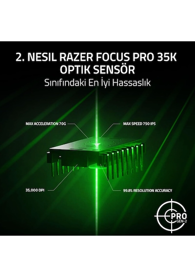 Razer Basilisk V3 35k - Tamamen Özelleştirilebilir Ergonomik Kabl