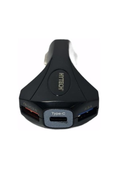 Hytech Hy-Xq55 Type-C + Çift Usb Çıkışlı Çakmak Şarj 7A Siyah