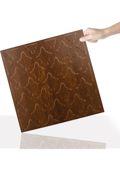 3 Boyutlu Duvar Paneli Kabartmalı Salon Desen Pvc 41x41 Cm/ 6 Adet /1 M² Altın Meşe