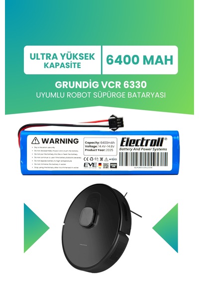 Grundig Vcr 6330 Uyumlu Batarya Ultra Yüksek Kapasite 6400mah