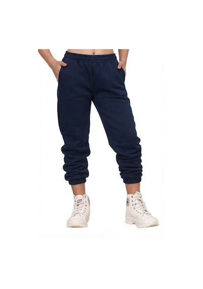 Erdem Kıds Unisex Kız Erkek Çocuk Paçası Lastikli 3 İplik Şardonlu İçi Pamuklu Okul Eşofman Altı Pantolon Lacivert Lacivert
