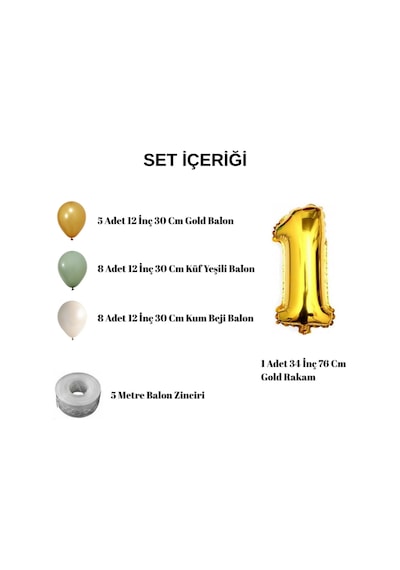 6 Yaş Gold Retro Doğum Günü Seti Küf Yeşili Kum Beji Gold Balonlar Gold Folyo Rakam Parti Süsleme Altın