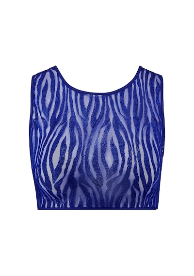 Aubade Wild Pulse Transparan Kolsuz Üst, Zebra Desenli Crop Top, Bustiyer Stili Mavi