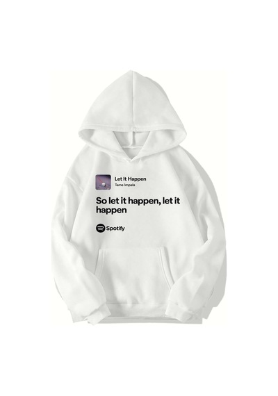 Brz Collection Unisex Oversize Tame Impala - Let It Happen Hoodıe Beyaz