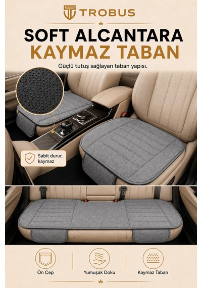 Opel Combo Üniversal Soft Alkantra Çizgili 3 Parça Oto Koltuk Minderi Gri