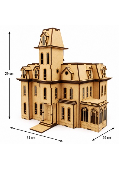The Addams House V2 Ahşap Maket Seti Dıy Gotik Köşk Mimari Koleksiyoner Modeli 162 Parça