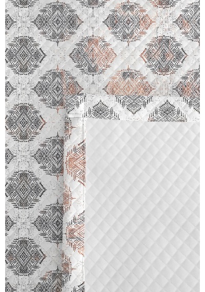 Geometrik Gri Genç Odası Tek Kişilik Pike Takımı - Modern Kiremit 160x220 Cm Kapitone Yatak Örtüsü Gri