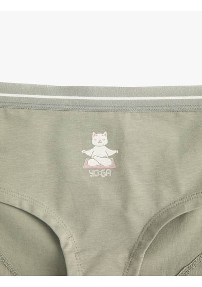 Koton Hipster Külot Slogan Baskılı Basic Pamuklu Yeşil 4wlk30102mk Yeşil