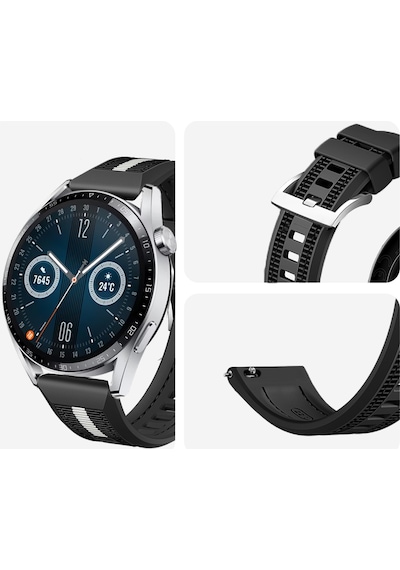 Huawei Watch Gt3 Pro Gt3 Gt2 46mm Sportstripe Örgü Desen Metal Tokalı Silikon Akıllı Saat Kordonu