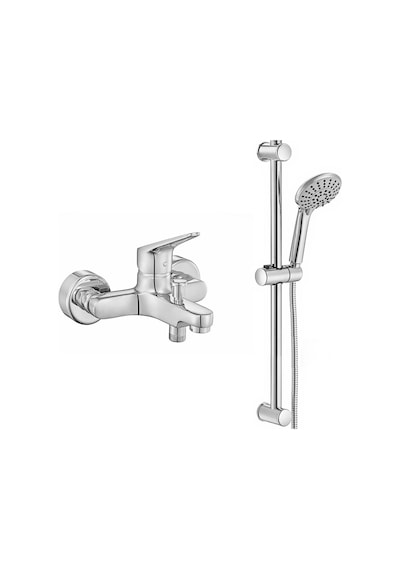 Eca Spylos Banyo Bataryası + Eca Logica Sürgülü Duş Seti Üst Takımı Krom