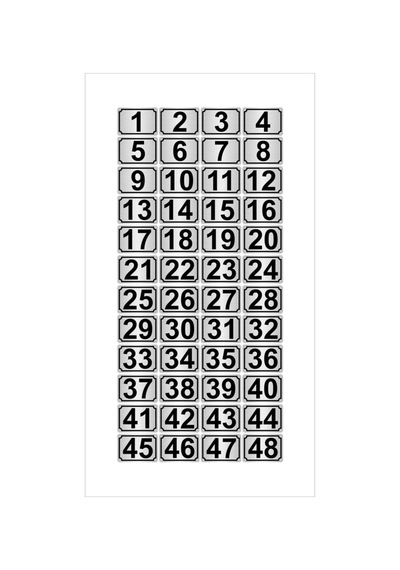 Metal Kapı,masa,dolap Numarası 7cmx10cm 48 Adet Dikdörtgen 1 48 Gümüş Renk Metal