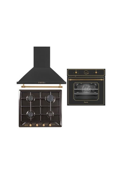 Ferre Rustik 4004 - S R640 CE - RST 600 Siyah Ankastre Set