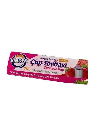 Vindex Büzgülü Çilek Kokulu Orta Boy Çöp Torbası Pembe 55 x 60 CM