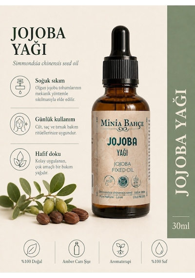 Minia Bahçe Bitki Ve Sanat Atölyesi Jojoba Yağı Soğuk Sıkım Sabit Yağ 30 ML
