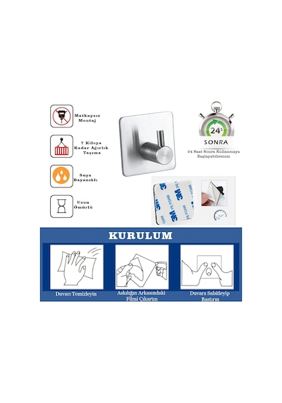 Ardini Kendinden Yapışkanlı Askılık Krom 01 Pakette 5 Adet Krom