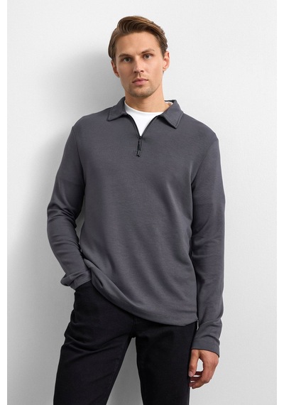 Backandbond Antrasit Regular Fit Yarım Fermuarlı Sweatshirt