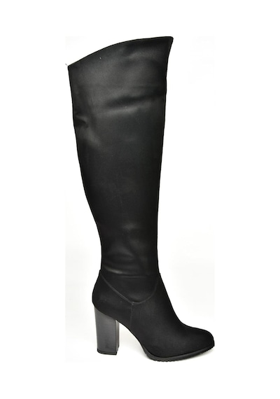 Fox Shoes A654018002 Siyah Lüx Süet Kalın Topuklu Kadın Çizme Siyah