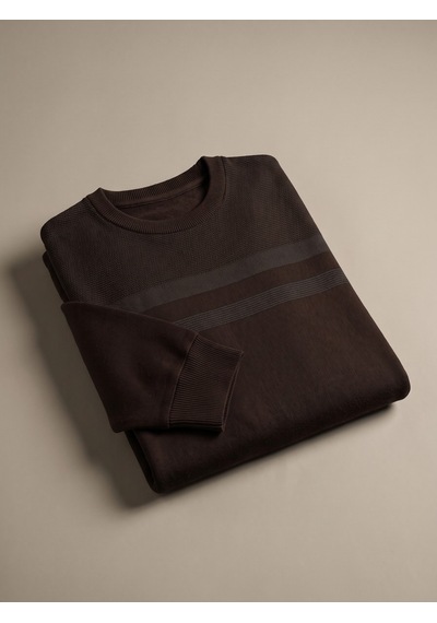 Maccali Erkek Kahve Büyük Beden Pamuklu Kışlık Desenli Sweatshirt Kahverengi