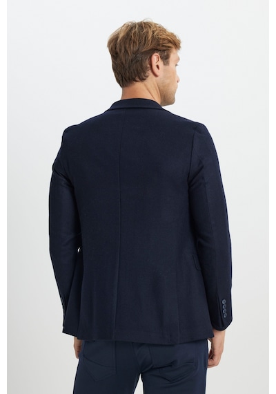 Ac&co Erkek Lacı Yünlü Slim Fit Dar Kesim Kırlangıç Yaka Kapak Cepli Blazer Ceket