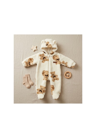 Deniva Kids Unisex Bebek Ayıcıklı Welsoft Peluş Fermuarlı Kapüşonlu Patikli Kışlık Astronot Tulum - Krem 6 - 9 Ay Deniva Kids Unisex Bebek Ayıcıklı Welsoft Peluş Fermuarlı Kapüşonlu Patikli Kışlık Astronot Tulum - Krem 6 - 9 Ay