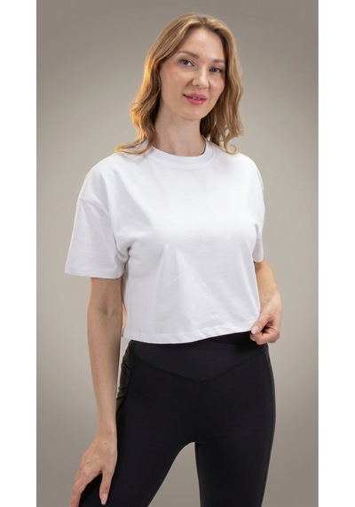 Heyy's Oversize Kadın Crop Beyaz T-shirt Beyaz