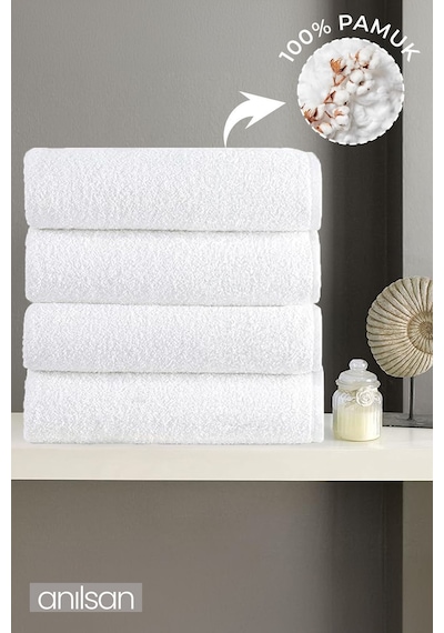 4'lü Beyaz Banyo Havlusu - 70x140 Cm, 490 Gr, %100pamuk, Spa Ve Otel Havlusu, Günlük Kullanıma Uygun Beyaz