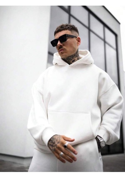 Altamira Erkek Beyaz Sırt God We Trust Baskılı Kapüşonlu Sweatshirt 001