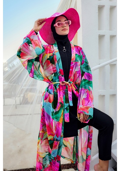 Remsa Mayo Remsa Tesettür Mayo Üzerine Tek Kaftan Kimono Pareo Pembe01 Rp033 Ayşe Pembe01