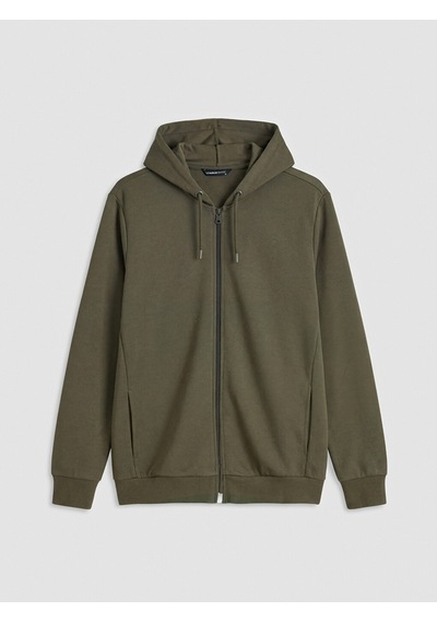 Lcwaıkıkı Basic Haki Erkek Fermuarlı Sweatshirt
