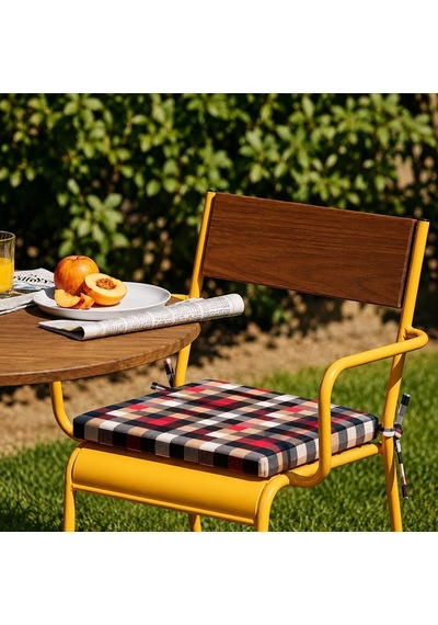 Sandalye Oturum Minderi Desenli 40x40x4 Bağcıklı Çıkarılabilir Kılıflı Çökme Yapmaz Kırmızı 2'li Çok Renkli